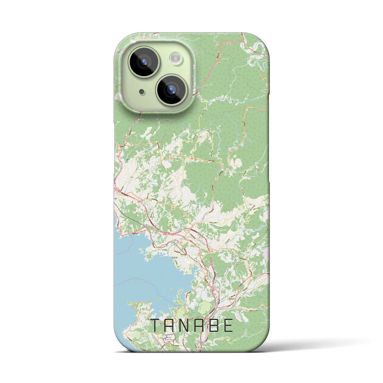 【田辺】地図柄iPhoneケース（バックカバータイプ・ナチュラル）iPhone 15 用