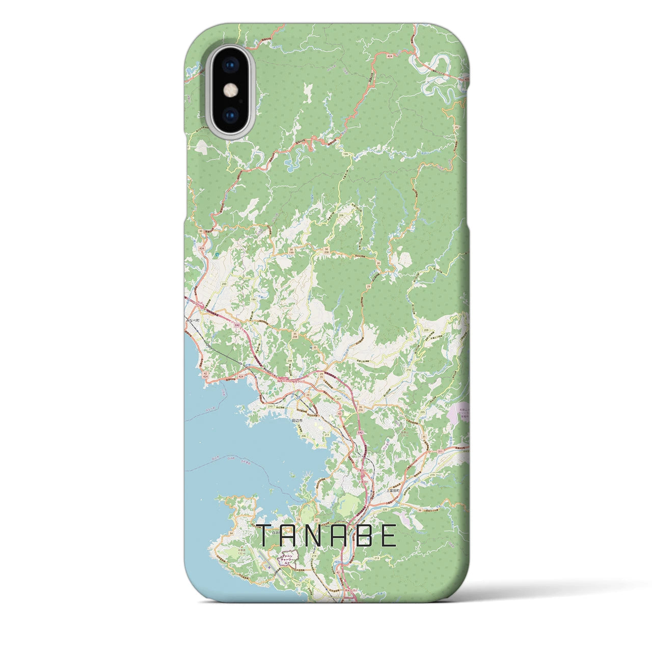 【田辺】地図柄iPhoneケース（バックカバータイプ・ナチュラル）iPhone XS Max 用