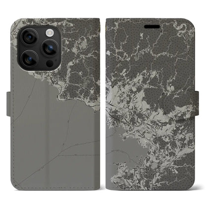 【田辺（和歌山県）】地図柄iPhoneケース（手帳タイプ）モノトーン・iPhone 16 用