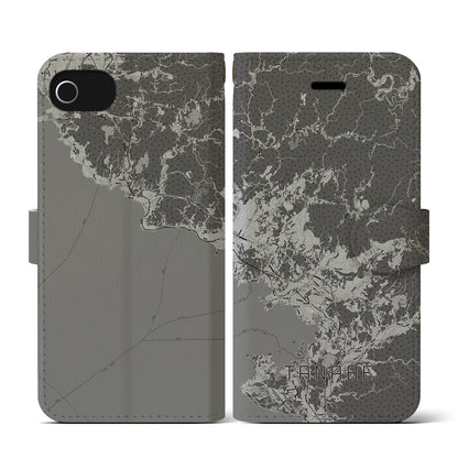 【田辺（和歌山県）】地図柄iPhoneケース（手帳タイプ）モノトーン・iPhone SE（第3 / 第2世代） / 8 / 7 / 6s / 6 用