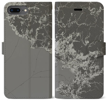 【田辺（和歌山県）】地図柄iPhoneケース（手帳タイプ）モノトーン・iPhone 8Plus /7Plus / 6sPlus / 6Plus 用