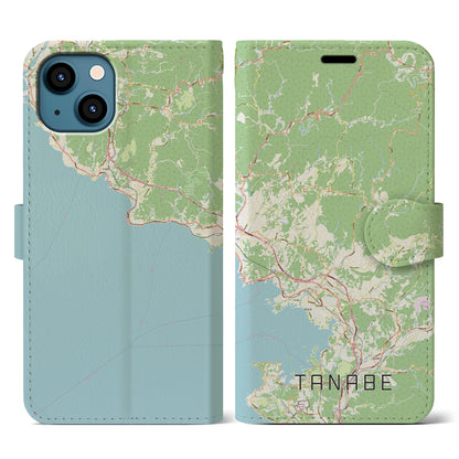 【田辺（和歌山県）】地図柄iPhoneケース（手帳タイプ）ナチュラル・iPhone 13 用