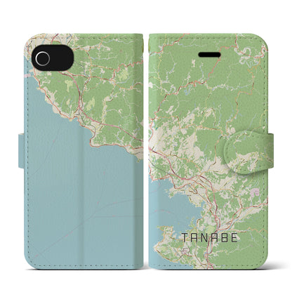 【田辺（和歌山県）】地図柄iPhoneケース（手帳タイプ）ナチュラル・iPhone SE（第3 / 第2世代） / 8 / 7 / 6s / 6 用