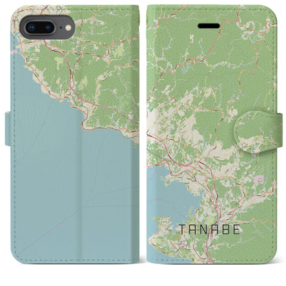 【田辺（和歌山県）】地図柄iPhoneケース（手帳タイプ）ナチュラル・iPhone 8Plus /7Plus / 6sPlus / 6Plus 用