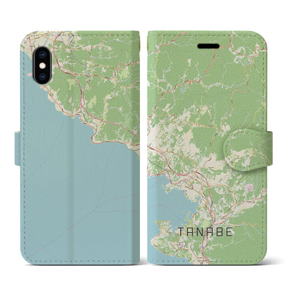 【田辺（和歌山県）】地図柄iPhoneケース（手帳タイプ）ナチュラル・iPhone XS / X 用