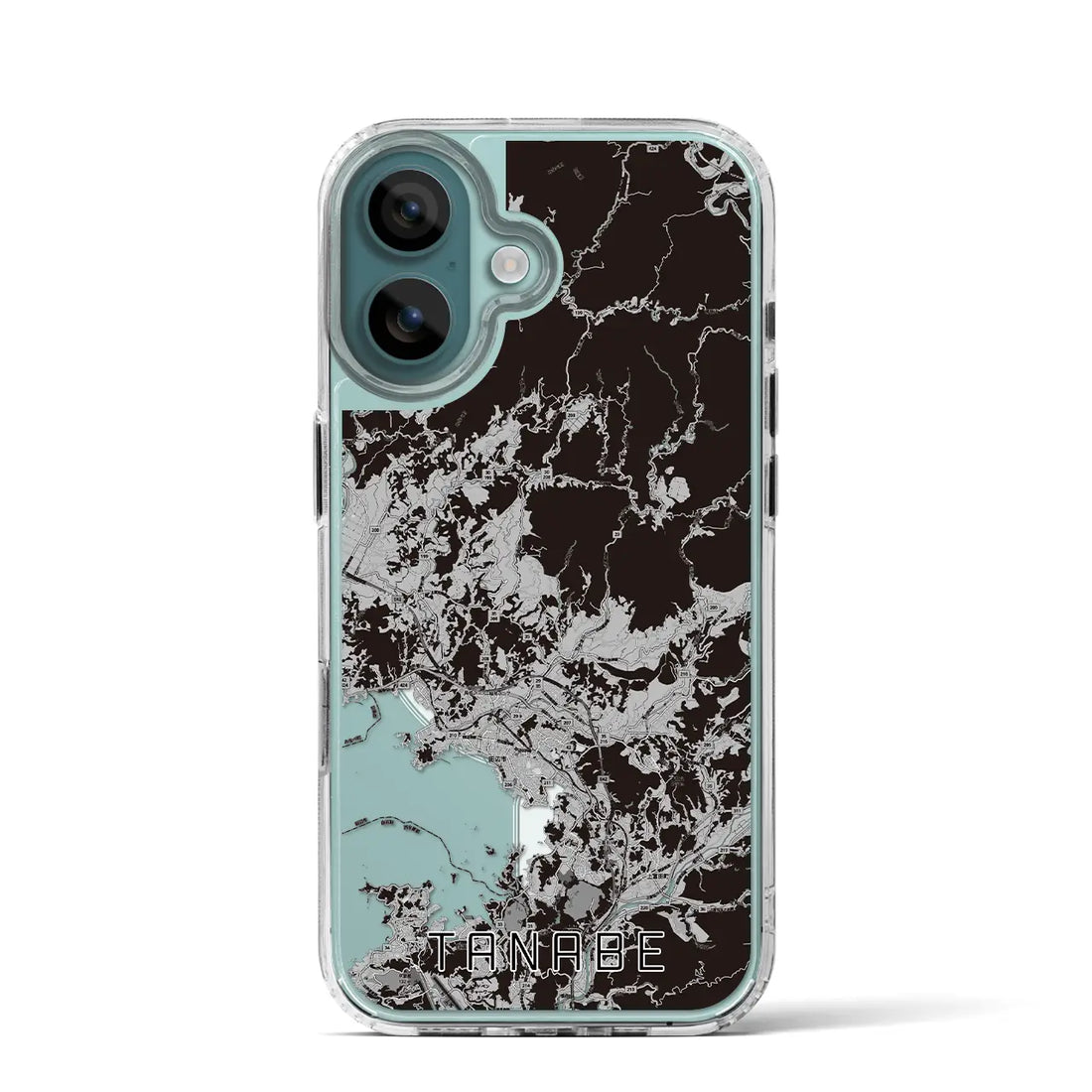 【田辺（和歌山県）】地図柄iPhoneケース（MagSafeタイプ）モノトーン・iPhone 16 Pro 用