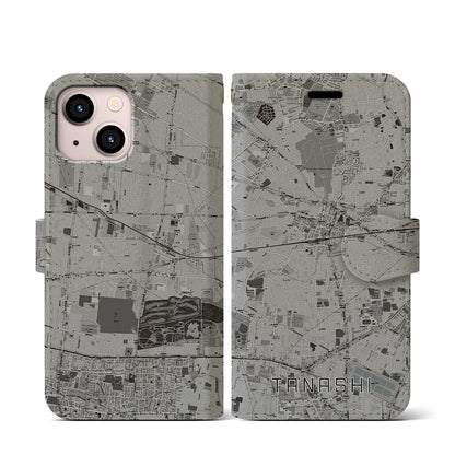 【田無（東京都）】地図柄iPhoneケース（手帳タイプ）モノトーン・iPhone 13 mini 用