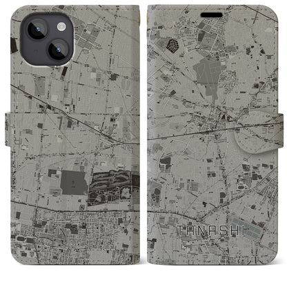 【田無（東京都）】地図柄iPhoneケース（手帳タイプ）モノトーン・iPhone 14 Plus 用