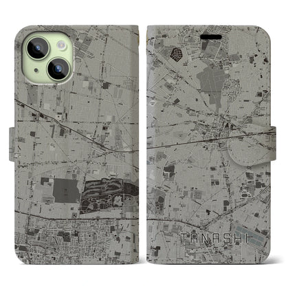 【田無（東京都）】地図柄iPhoneケース（手帳タイプ）モノトーン・iPhone 15 用
