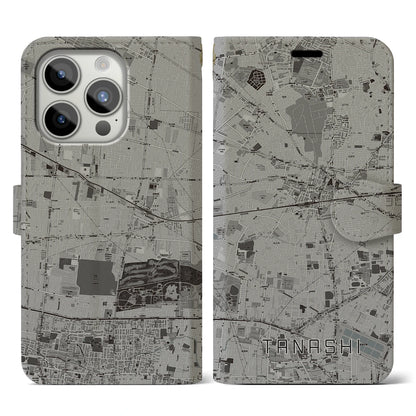 【田無（東京都）】地図柄iPhoneケース（手帳タイプ）モノトーン・iPhone 15 Pro 用