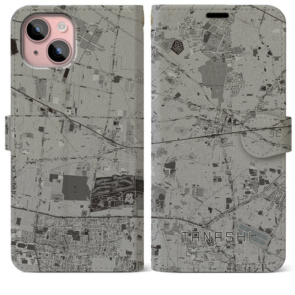 【田無（東京都）】地図柄iPhoneケース（手帳タイプ）モノトーン・iPhone 15 Plus 用