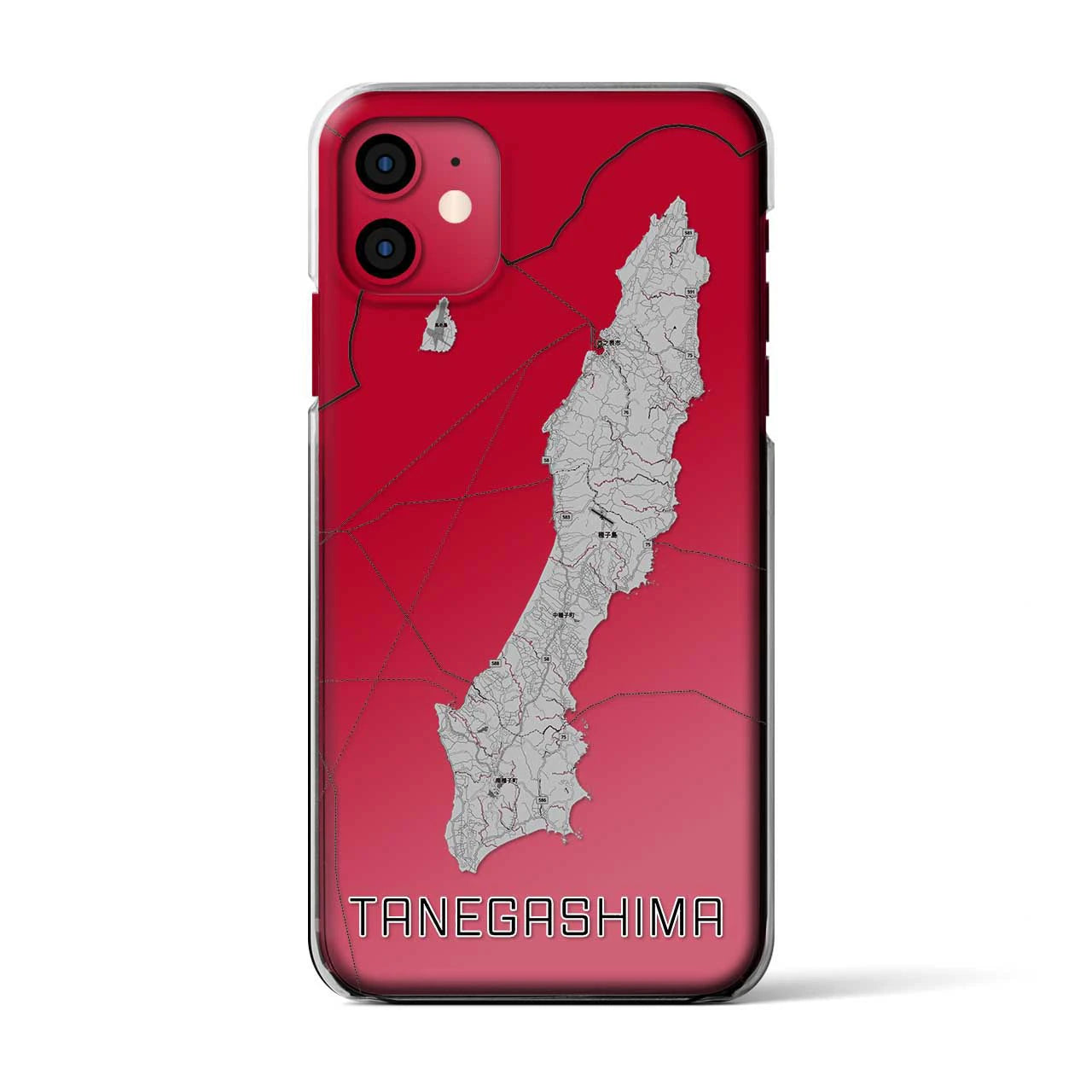 【種子島（鹿児島県）】地図柄iPhoneケース（クリアタイプ）モノトーン・iPhone 11 用