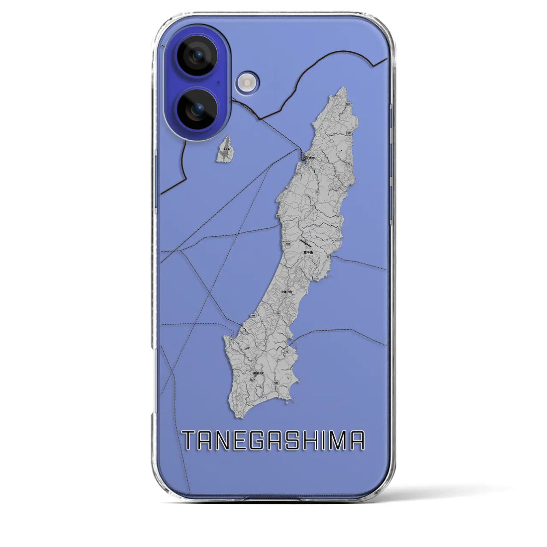 【種子島（鹿児島県）】地図柄iPhoneケース（クリアタイプ）モノトーン・iPhone 16 Pro Max 用