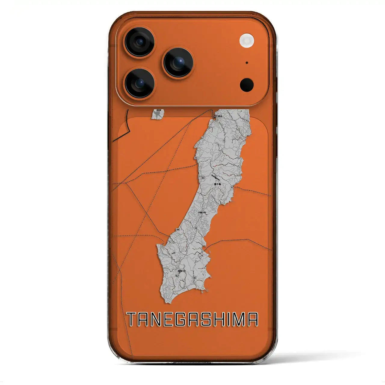【種子島（鹿児島県）】地図柄iPhoneケース（クリアタイプ）モノトーン・iPhone 17 Pro Max 用