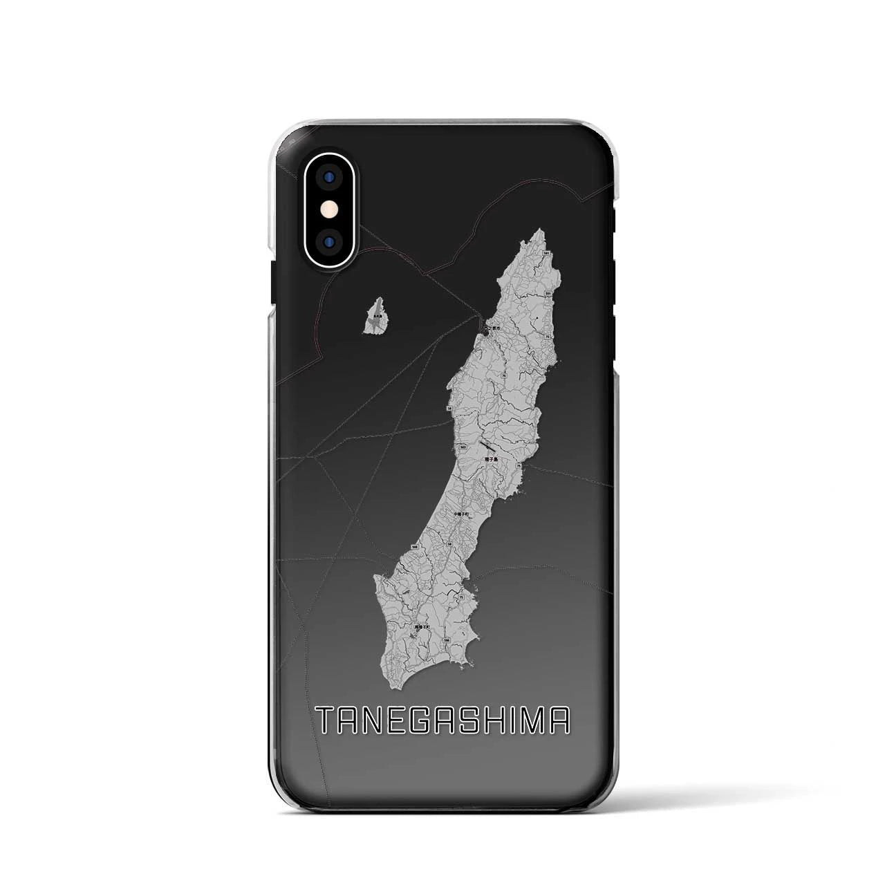 【種子島（鹿児島県）】地図柄iPhoneケース（クリアタイプ）モノトーン・iPhone XS / X 用