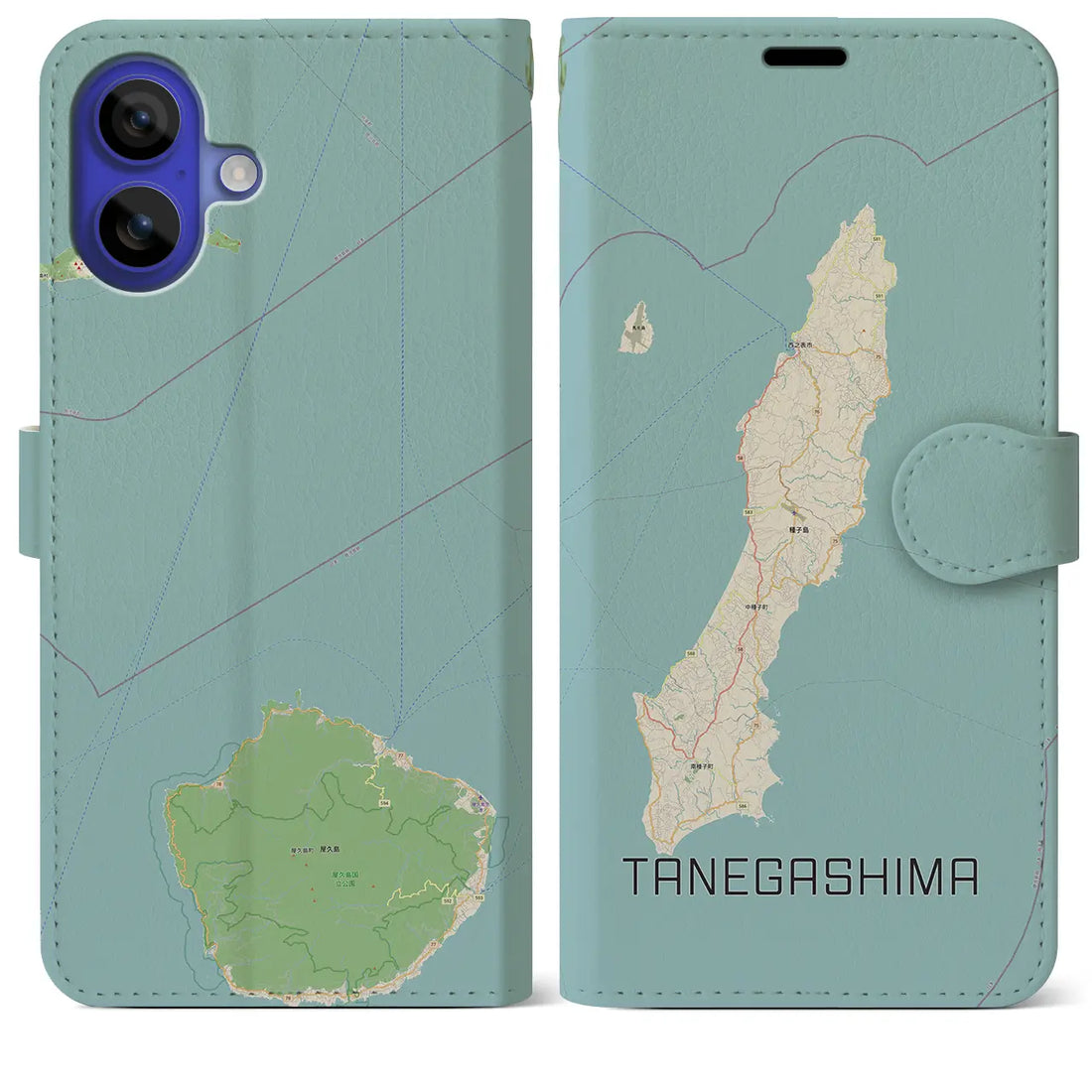 【種子島（鹿児島県）】地図柄iPhoneケース（手帳タイプ）ナチュラル・iPhone 16 Pro Max 用