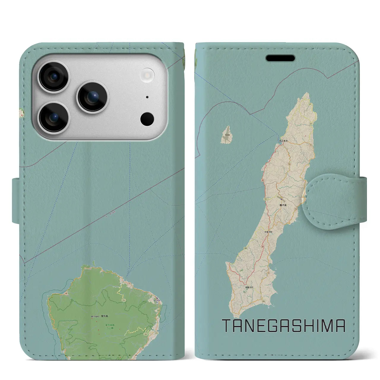 【種子島（鹿児島県）】地図柄iPhoneケース（手帳タイプ）
