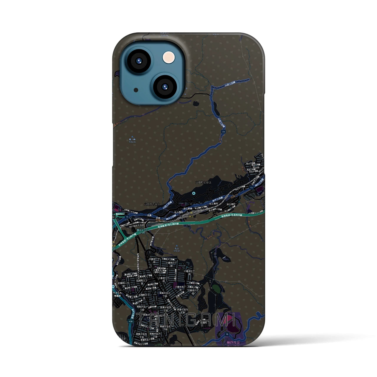 【谷上（兵庫県）】地図柄iPhoneケース（バックカバータイプ）