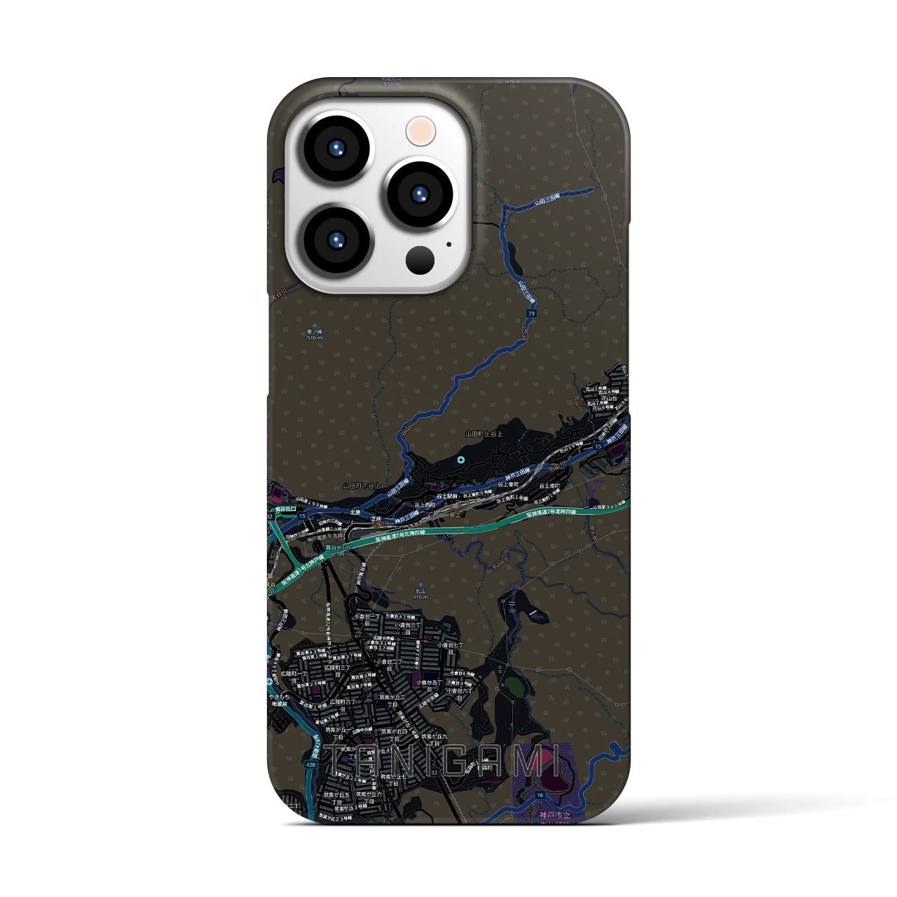 【谷上（兵庫県）】地図柄iPhoneケース（バックカバータイプ）