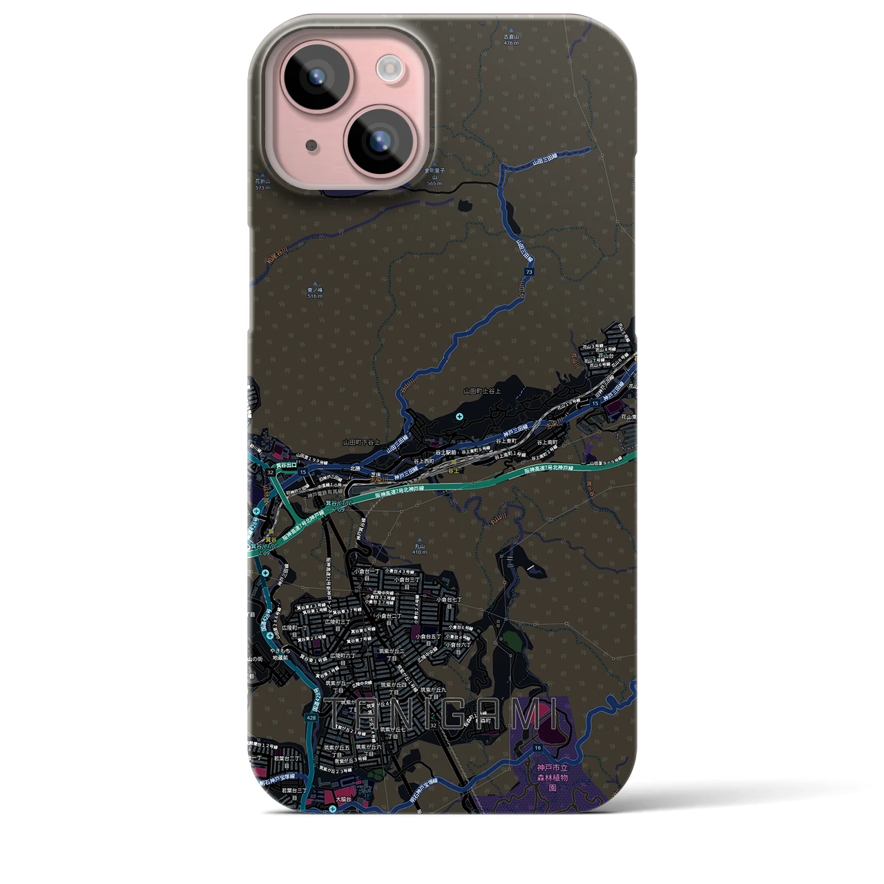 【谷上（兵庫県）】地図柄iPhoneケース（バックカバータイプ）
