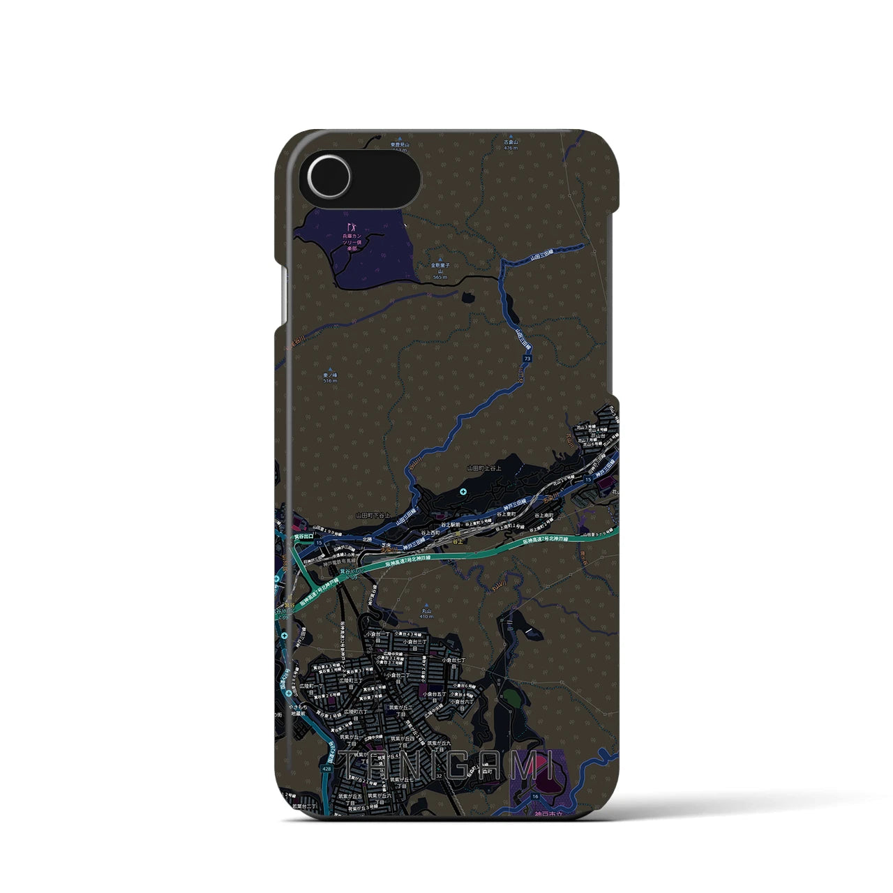 【谷上（兵庫県）】地図柄iPhoneケース（バックカバータイプ）