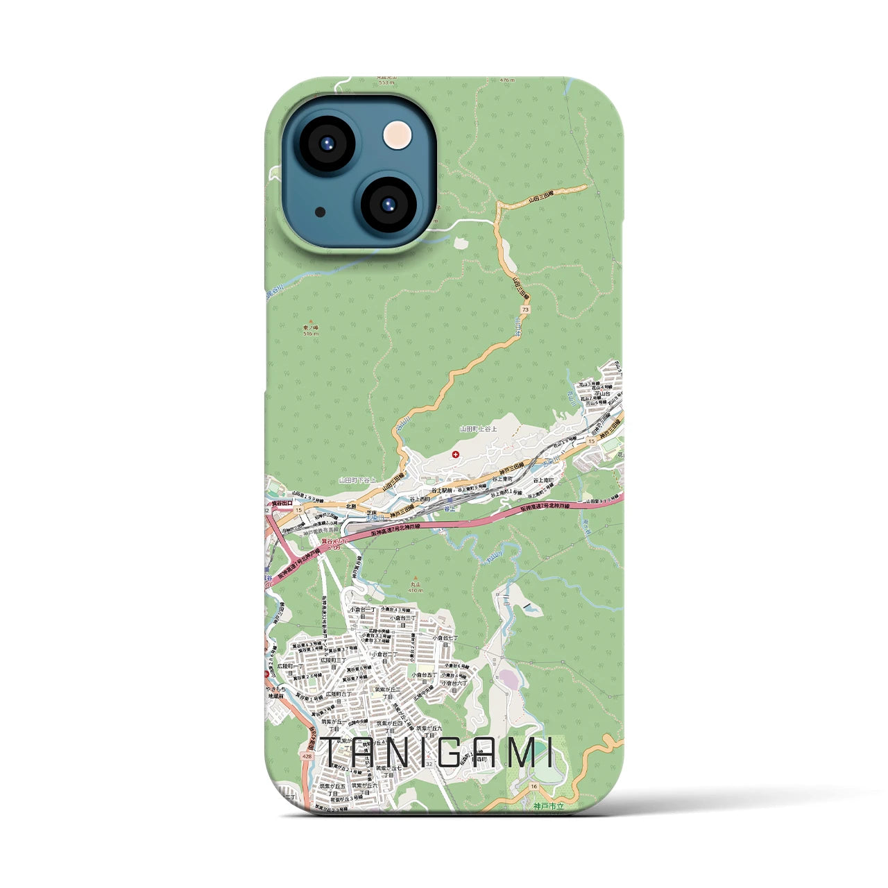 【谷上（兵庫県）】地図柄iPhoneケース（バックカバータイプ）