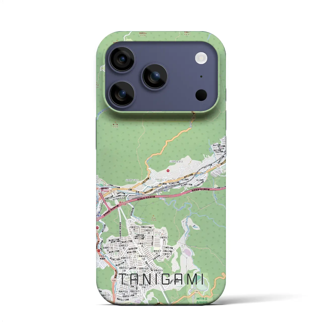 【谷上（兵庫県）】地図柄iPhoneケース（バックカバータイプ）ブラック・iPhone 17 Pro Max 用