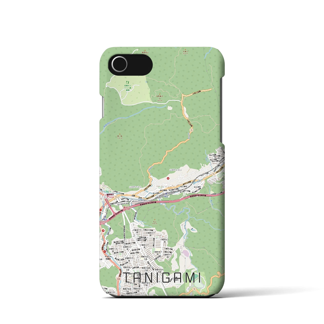 【谷上（兵庫県）】地図柄iPhoneケース（バックカバータイプ）