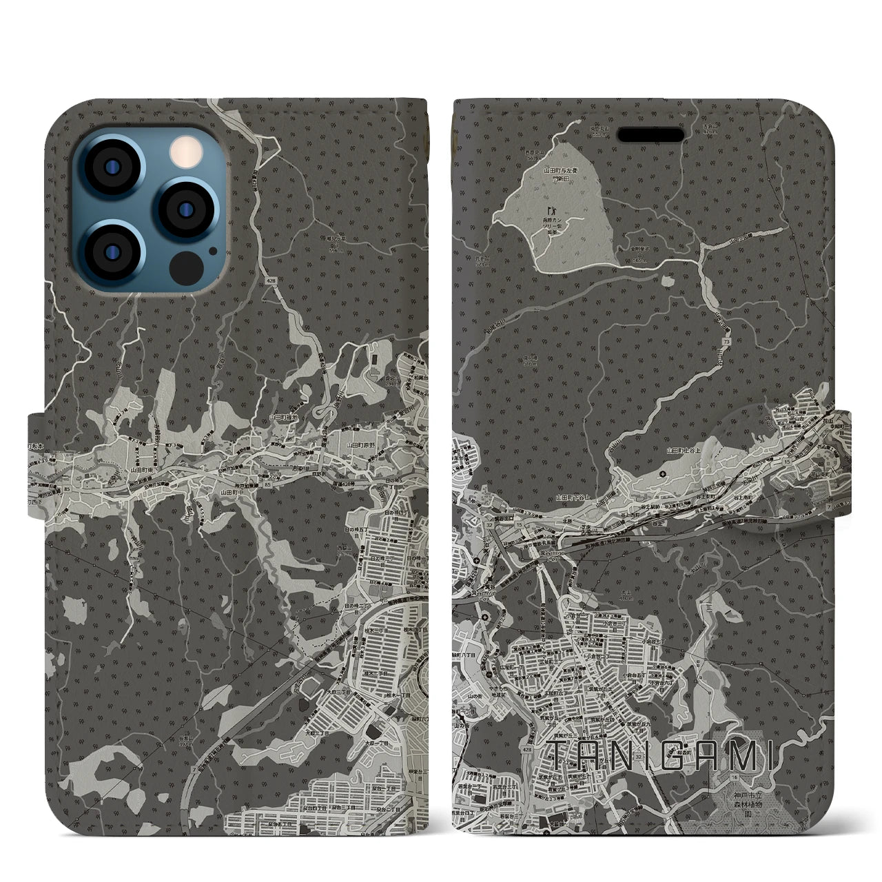 【谷上（兵庫県）】地図柄iPhoneケース（手帳タイプ）