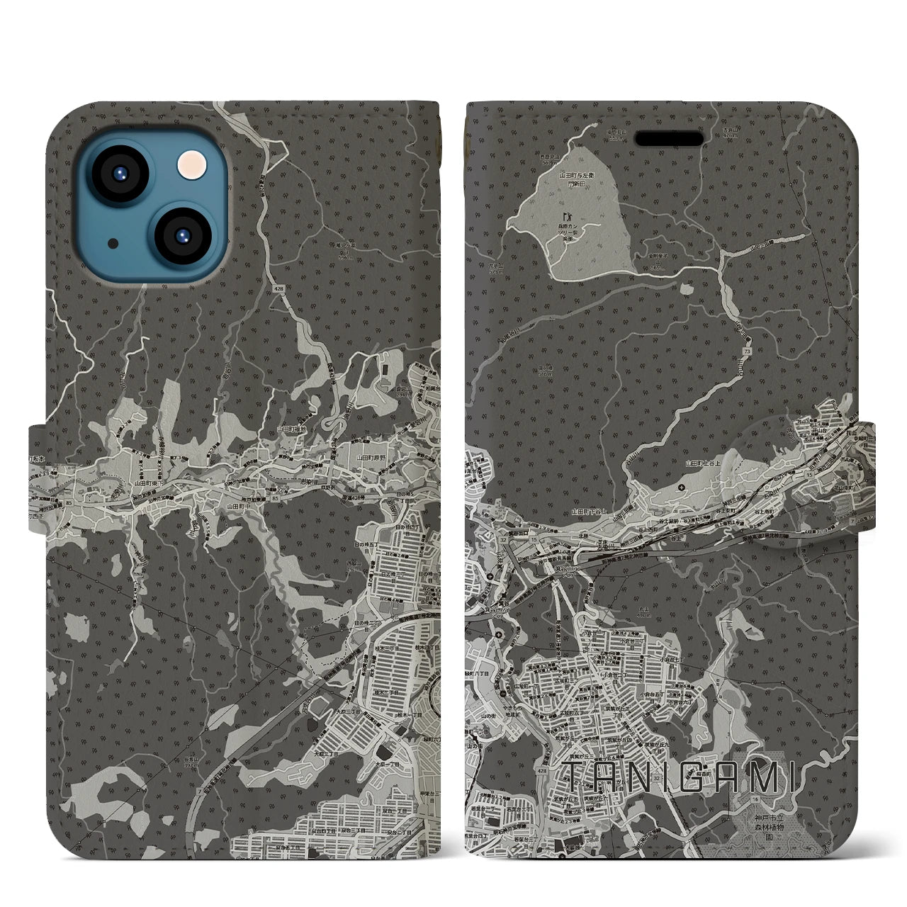 【谷上（兵庫県）】地図柄iPhoneケース（手帳タイプ）