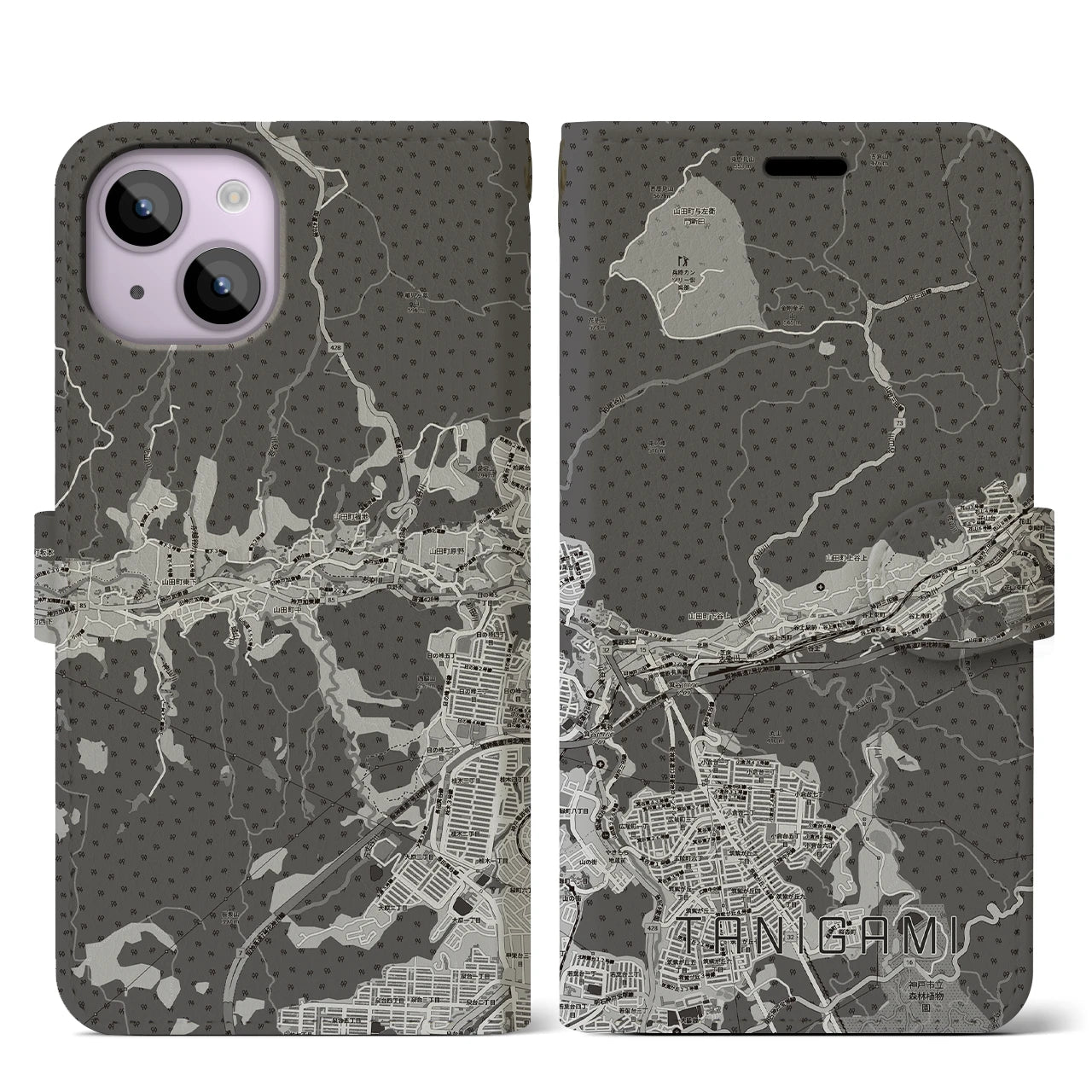 【谷上（兵庫県）】地図柄iPhoneケース（手帳タイプ）