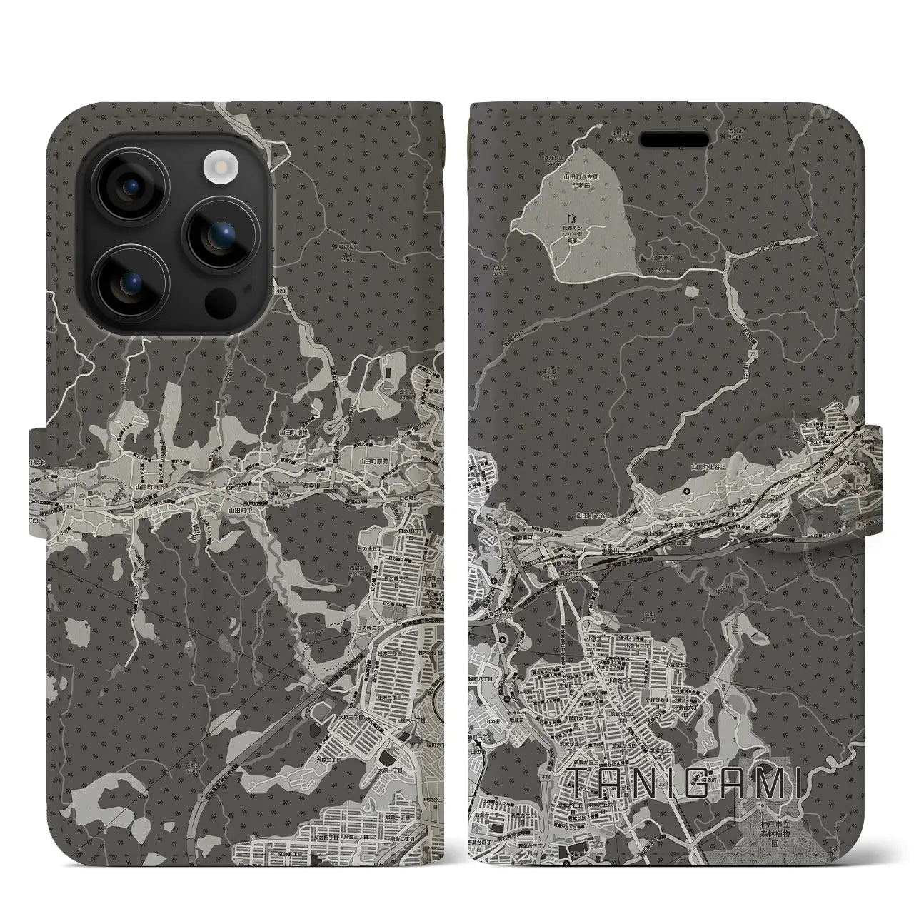 【谷上（兵庫県）】地図柄iPhoneケース（手帳タイプ）