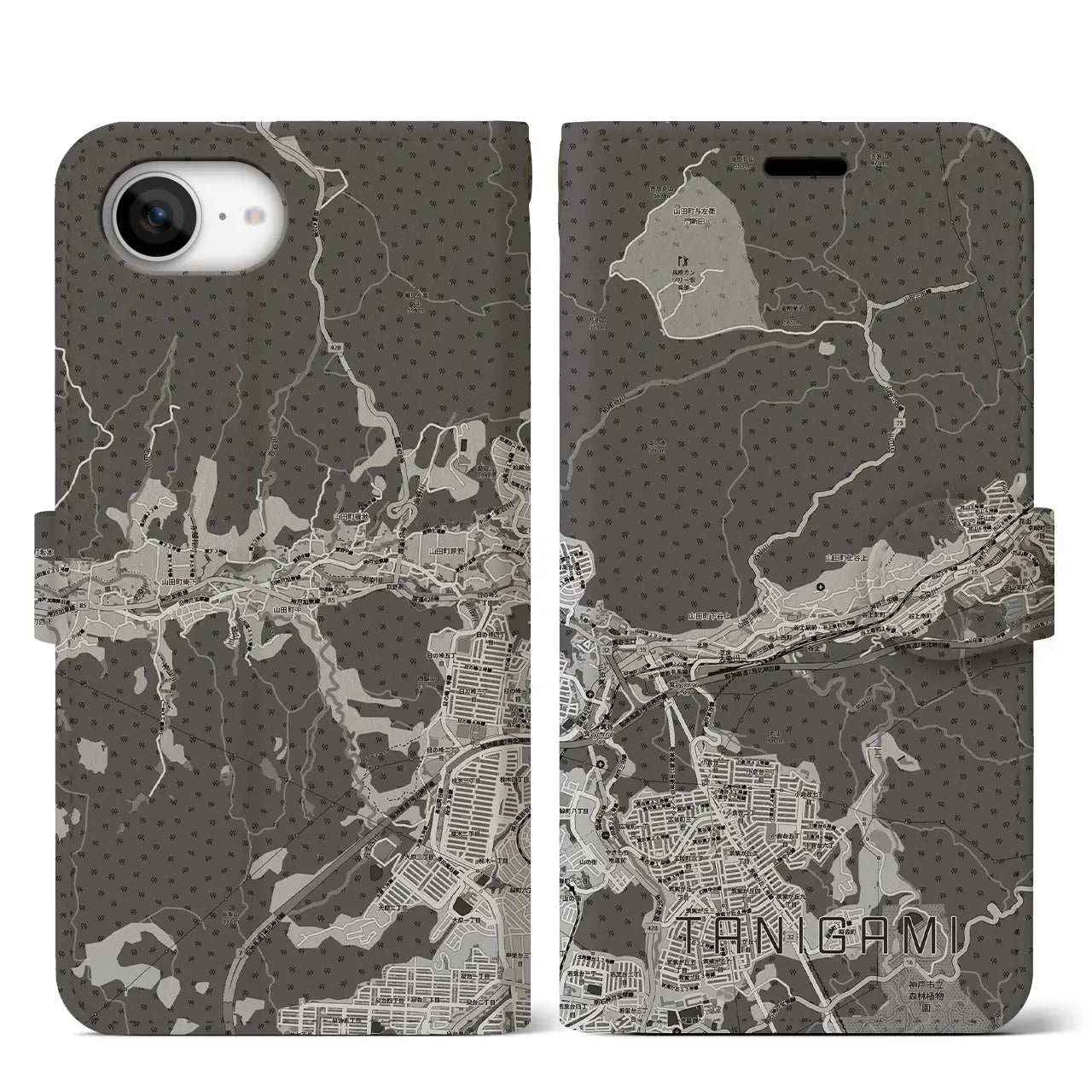 【谷上（兵庫県）】地図柄iPhoneケース（手帳タイプ）