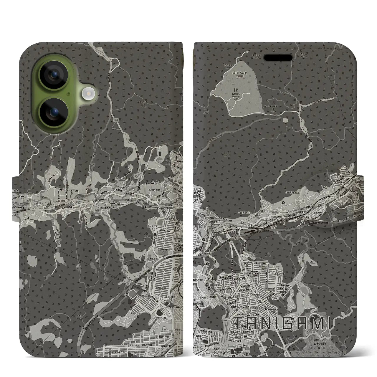 【谷上（兵庫県）】地図柄iPhoneケース（手帳タイプ）