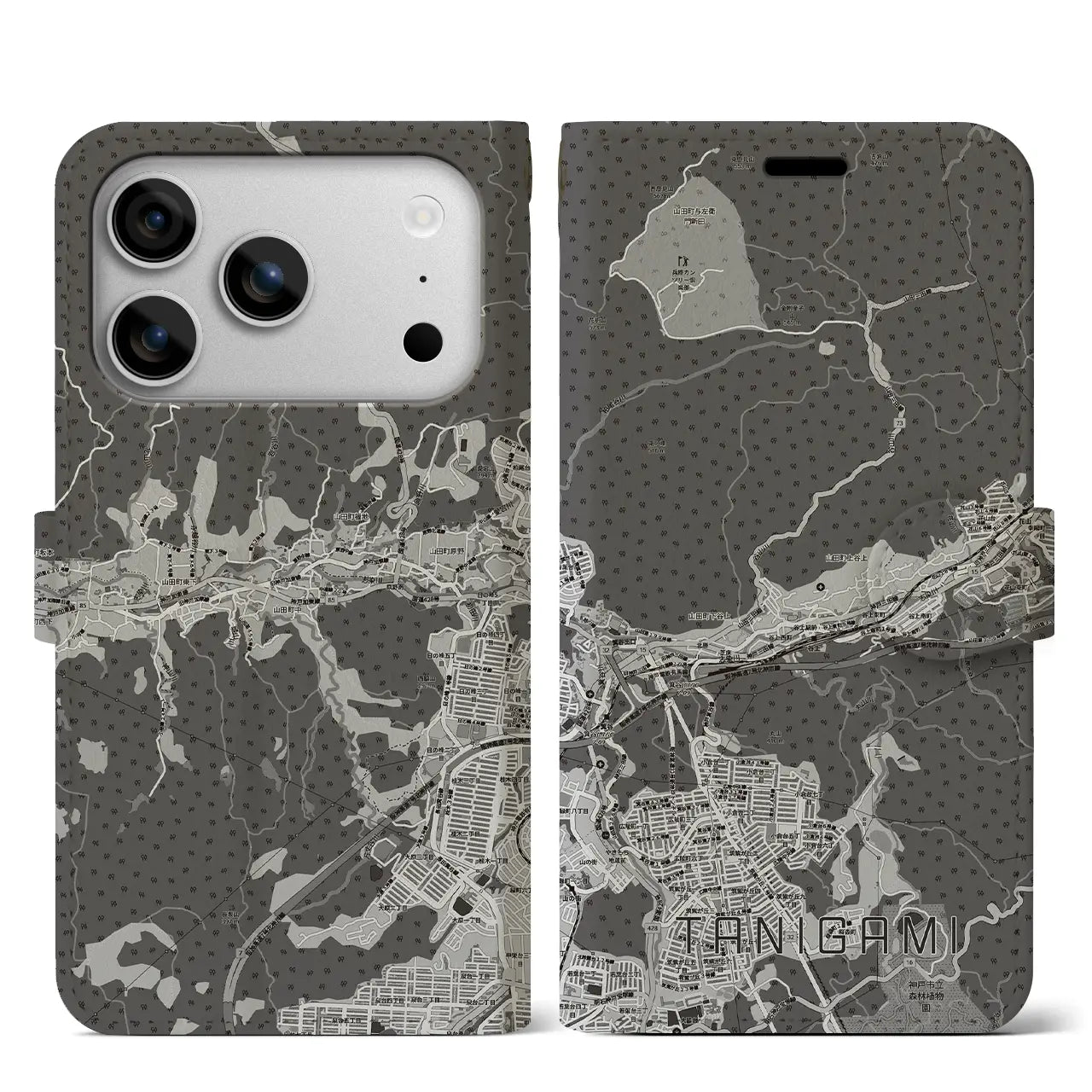 【谷上（兵庫県）】地図柄iPhoneケース（手帳タイプ）