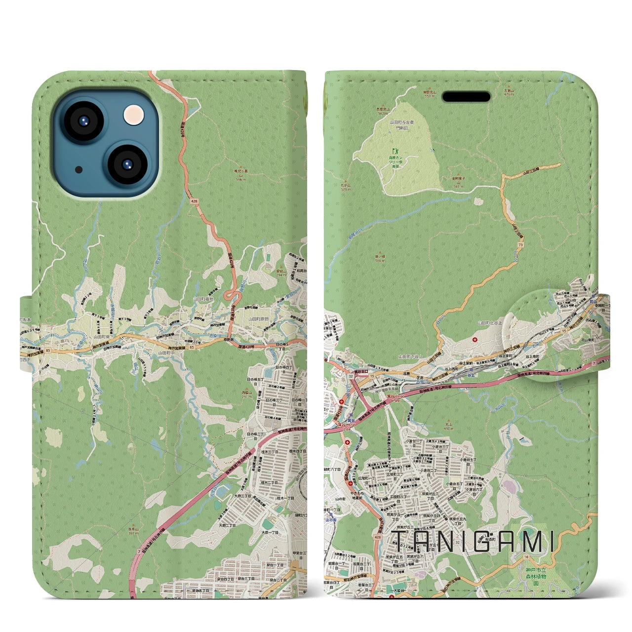【谷上（兵庫県）】地図柄iPhoneケース（手帳タイプ）
