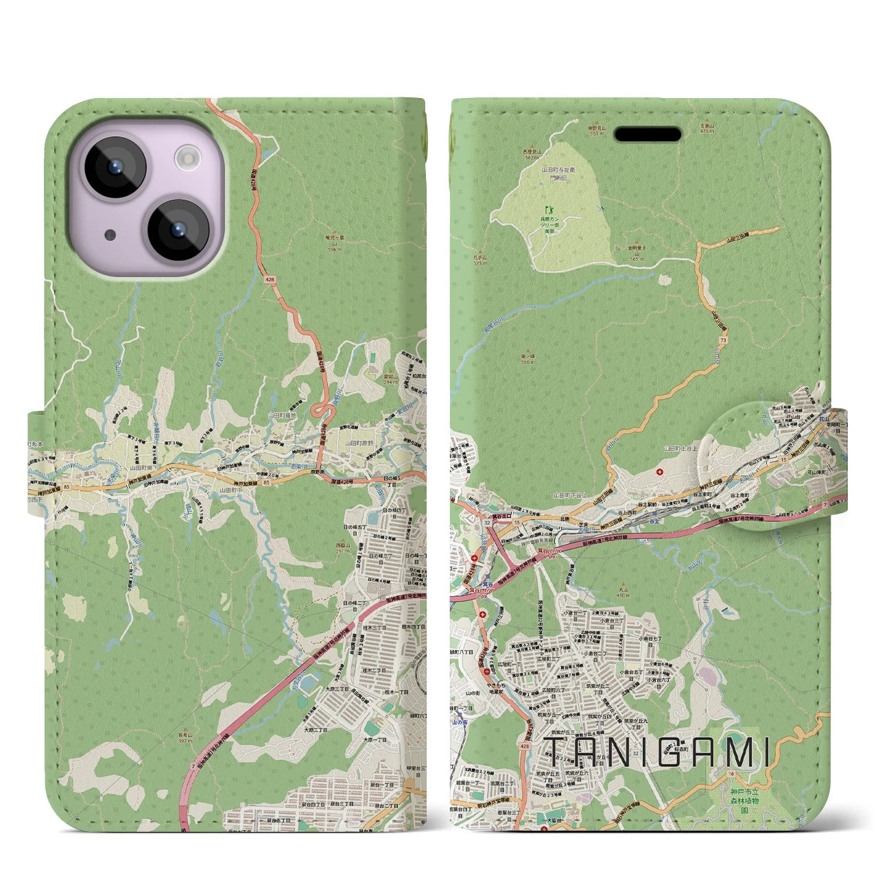 【谷上（兵庫県）】地図柄iPhoneケース（手帳タイプ）