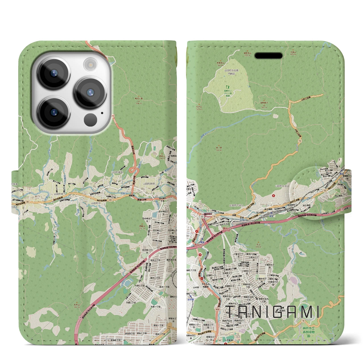 【谷上（兵庫県）】地図柄iPhoneケース（手帳タイプ）