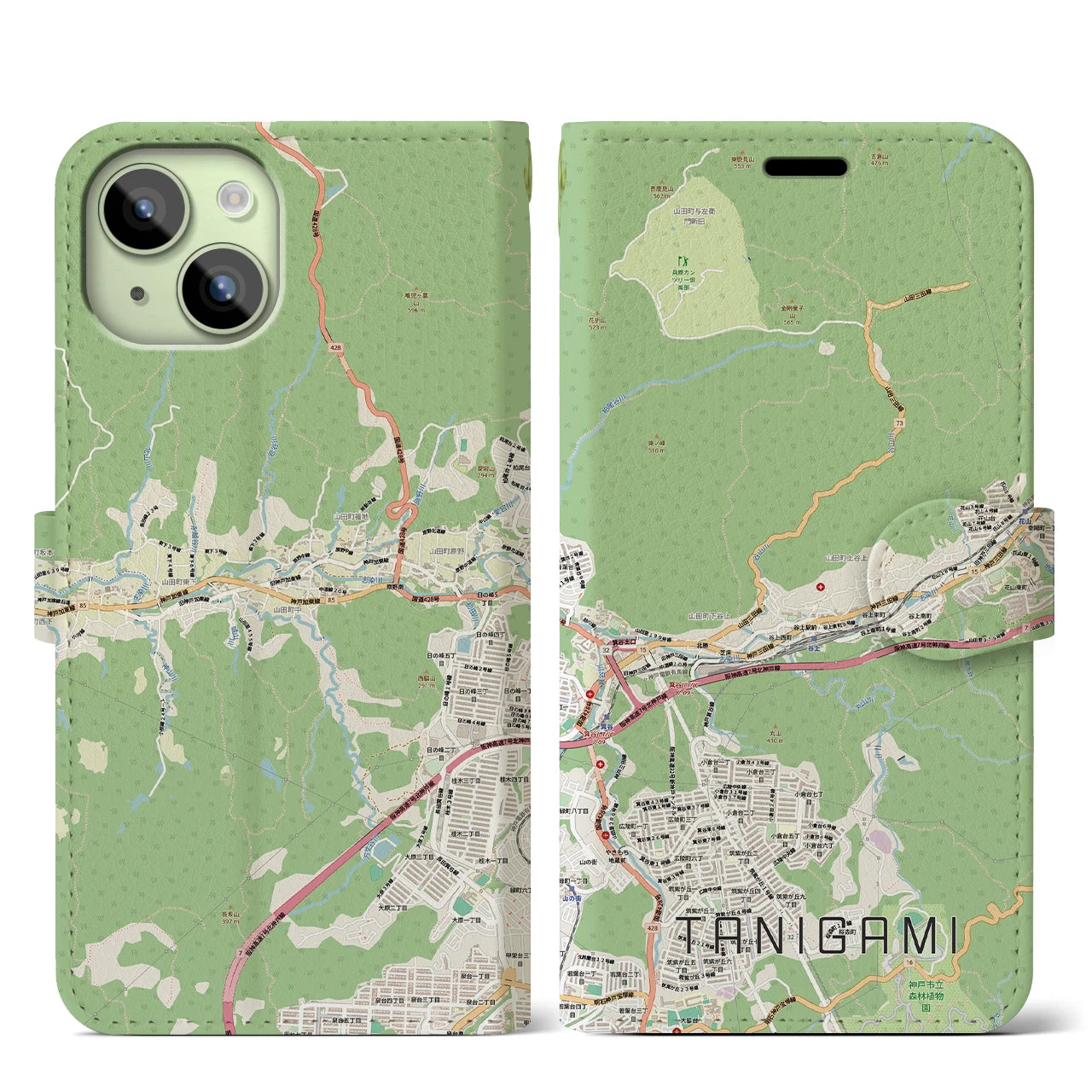 【谷上（兵庫県）】地図柄iPhoneケース（手帳タイプ）