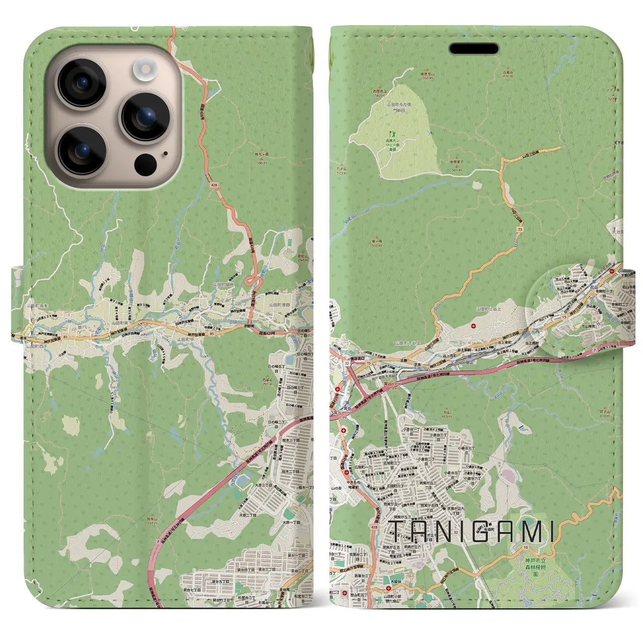 【谷上（兵庫県）】地図柄iPhoneケース（手帳タイプ）