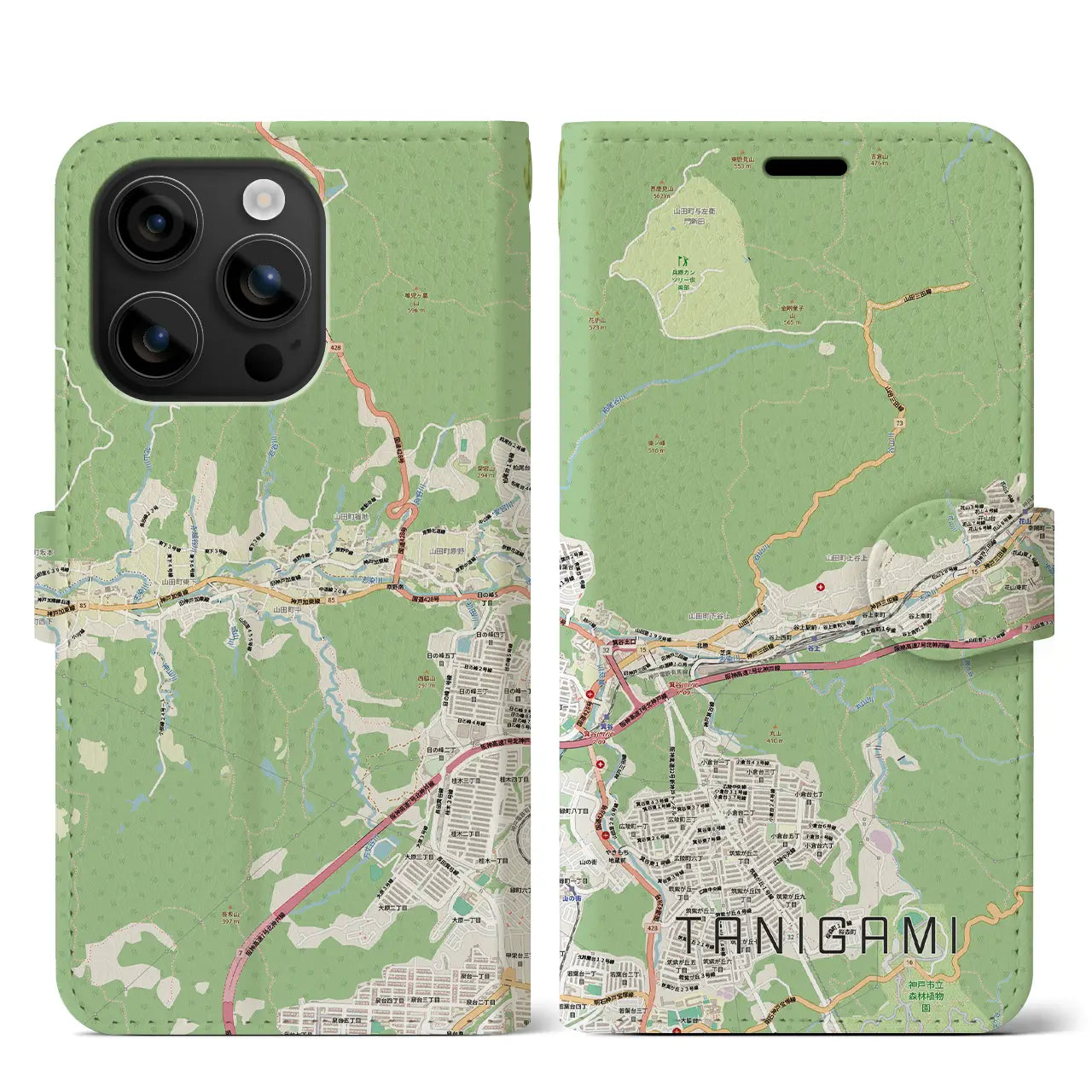 【谷上（兵庫県）】地図柄iPhoneケース（手帳タイプ）