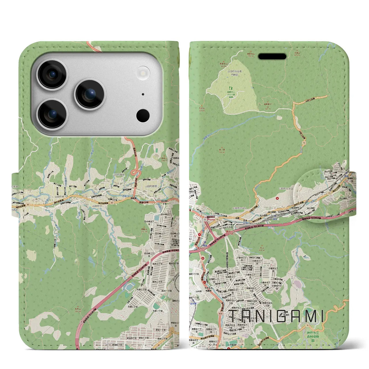 【谷上（兵庫県）】地図柄iPhoneケース（手帳タイプ）