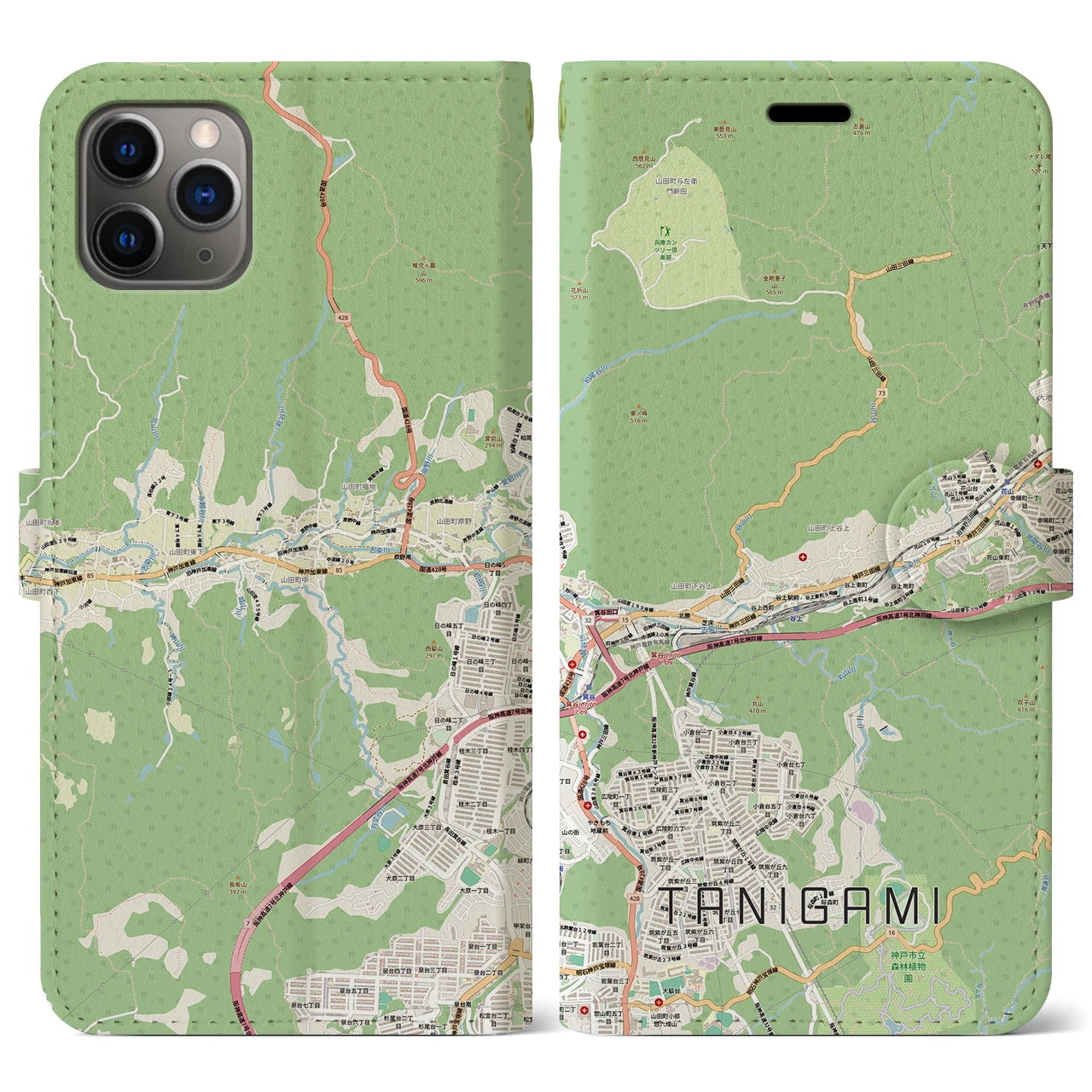 【谷上（兵庫県）】地図柄iPhoneケース（手帳タイプ）