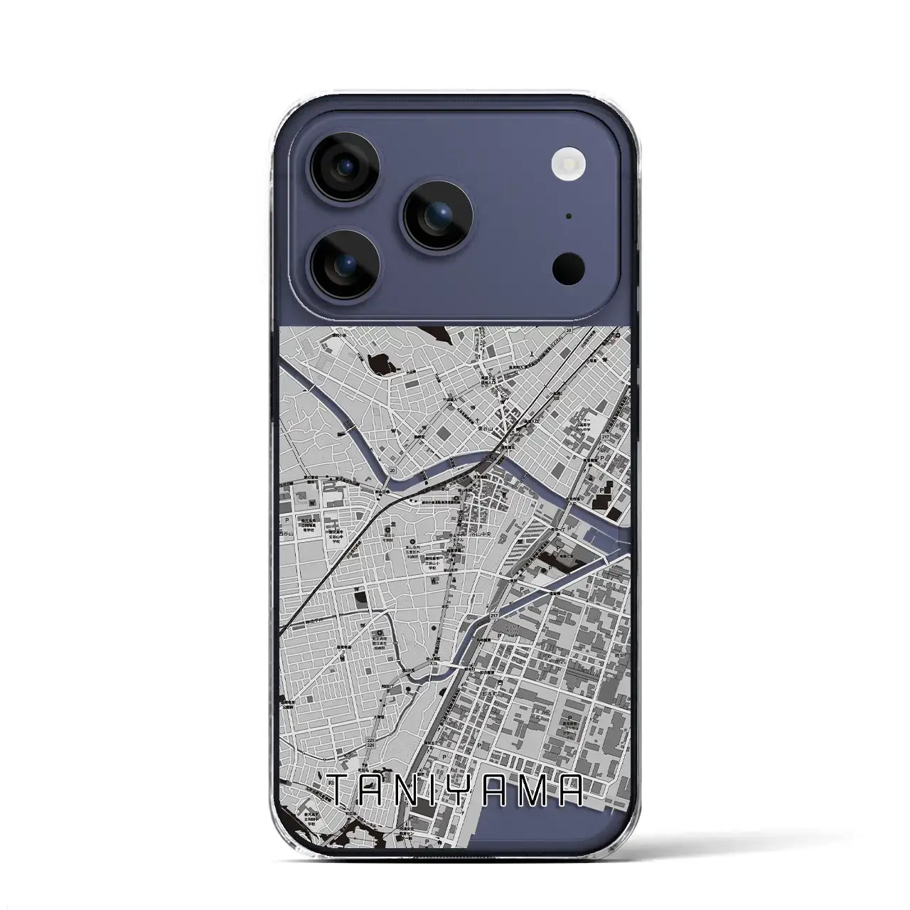 【谷山（鹿児島県）】地図柄iPhoneケース（クリアタイプ）モノトーン・iPhone 17 Pro Max 用