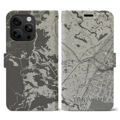 【谷山（鹿児島県）】地図柄iPhoneケース（手帳タイプ）モノトーン・iPhone 16 用