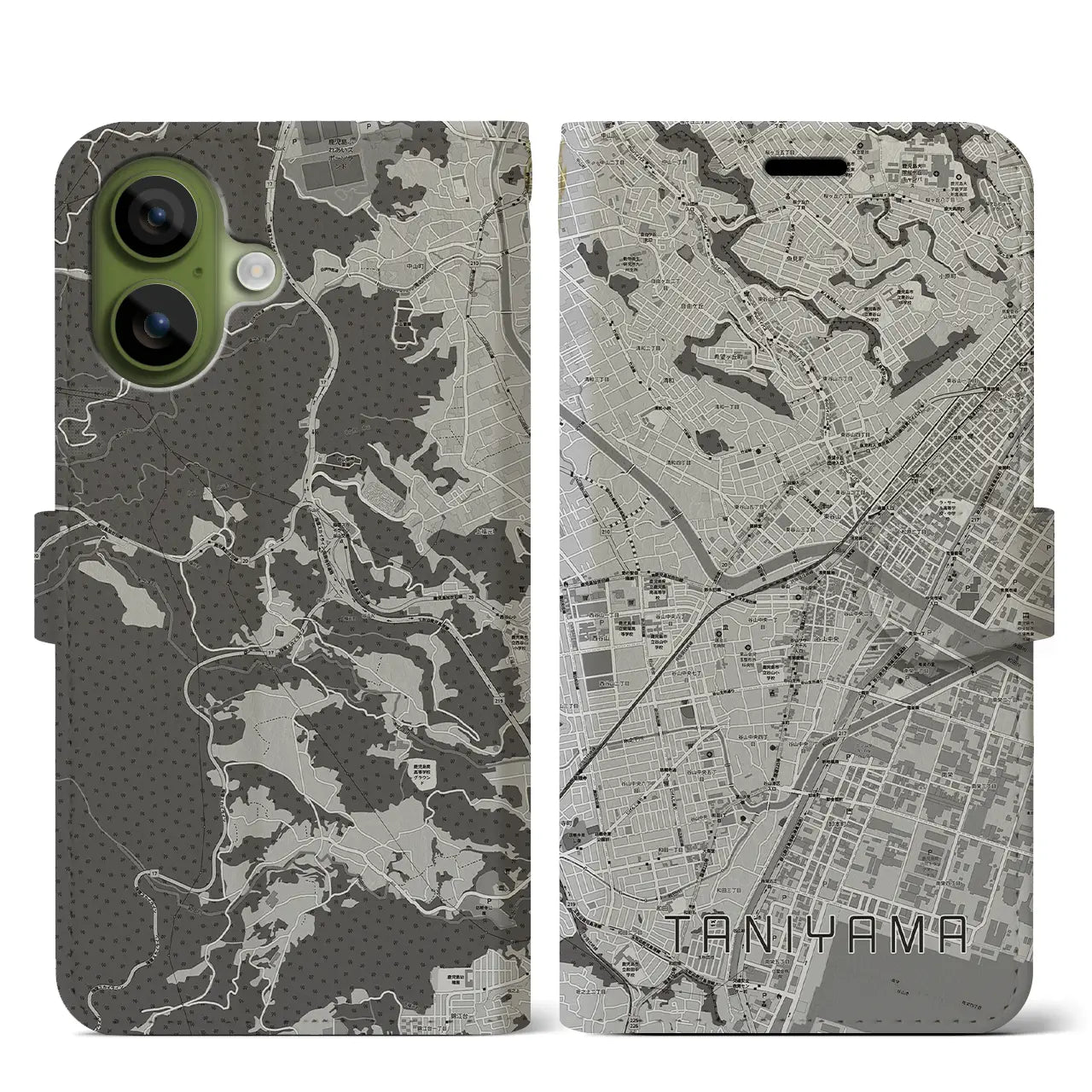 【谷山（鹿児島県）】地図柄iPhoneケース（手帳タイプ）