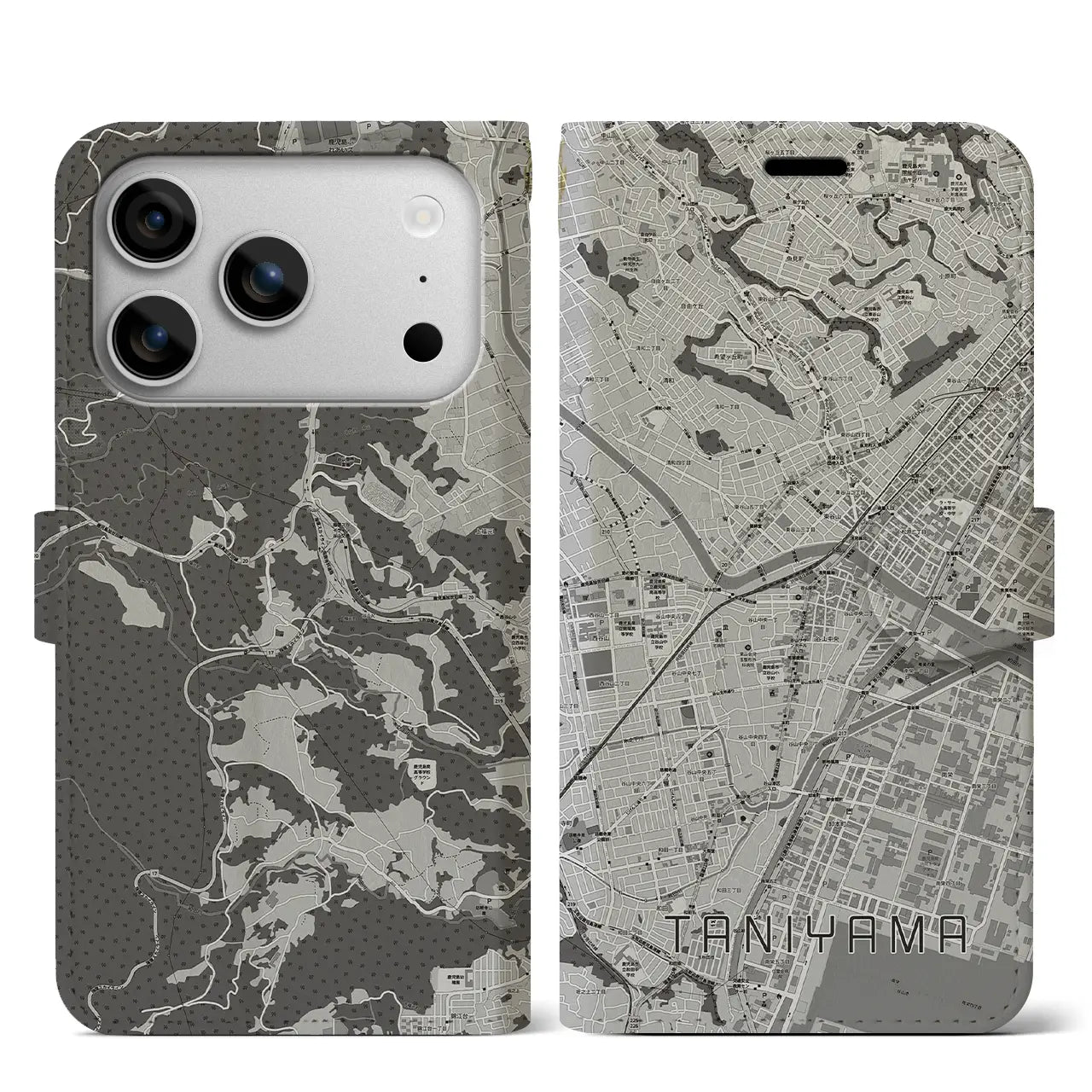 【谷山（鹿児島県）】地図柄iPhoneケース（手帳タイプ）