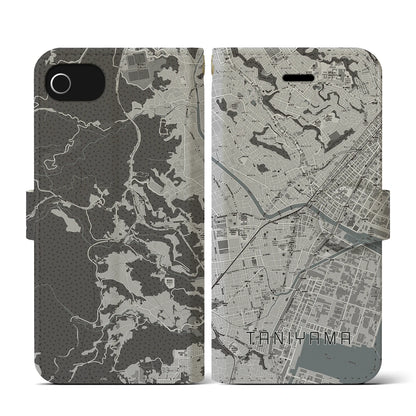 【谷山（鹿児島県）】地図柄iPhoneケース（手帳タイプ）モノトーン・iPhone SE（第3 / 第2世代） / 8 / 7 / 6s / 6 用