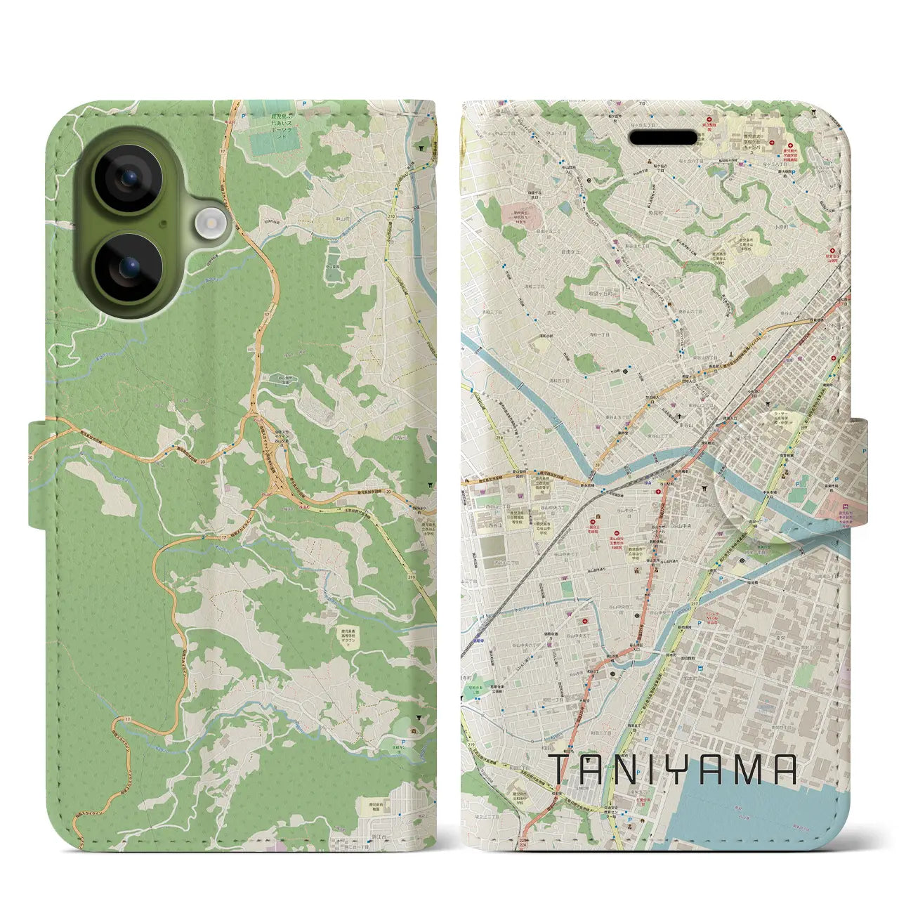 【谷山（鹿児島県）】地図柄iPhoneケース（手帳タイプ）