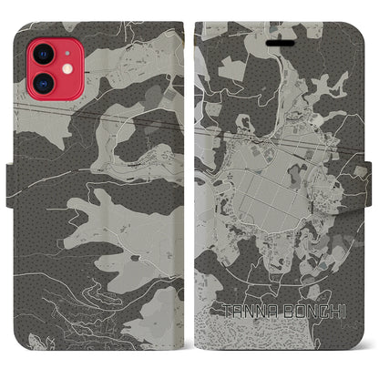 【丹那盆地（静岡県）】地図柄iPhoneケース（手帳タイプ）モノトーン・iPhone 11 Pro 用